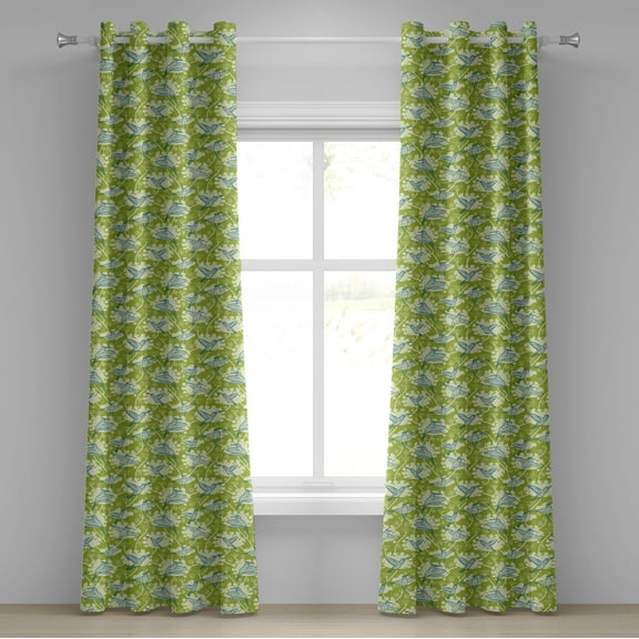 Ambesonne Hummingbirds Grommet Curtain, Garden Hummingbird, 50" x 120", Lime Green Blue Cream