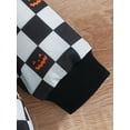 thumbnail image 6 of Baby Boy Romper Halloween Letter Pumpkin Checkerboard Print Long Sleeve Hooded Bottom Snap Jumpsuit, 6 of 9