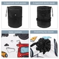 thumbnail image 3 of PhooArto Drawstring Cosmetic Bag, Barrel Shaped Portable Travel Makeup Bags, Cute Truck Tractor Pattern Large Capacity Waterproof Multifunctional Bucket Toiletry Bag, 3 of 6