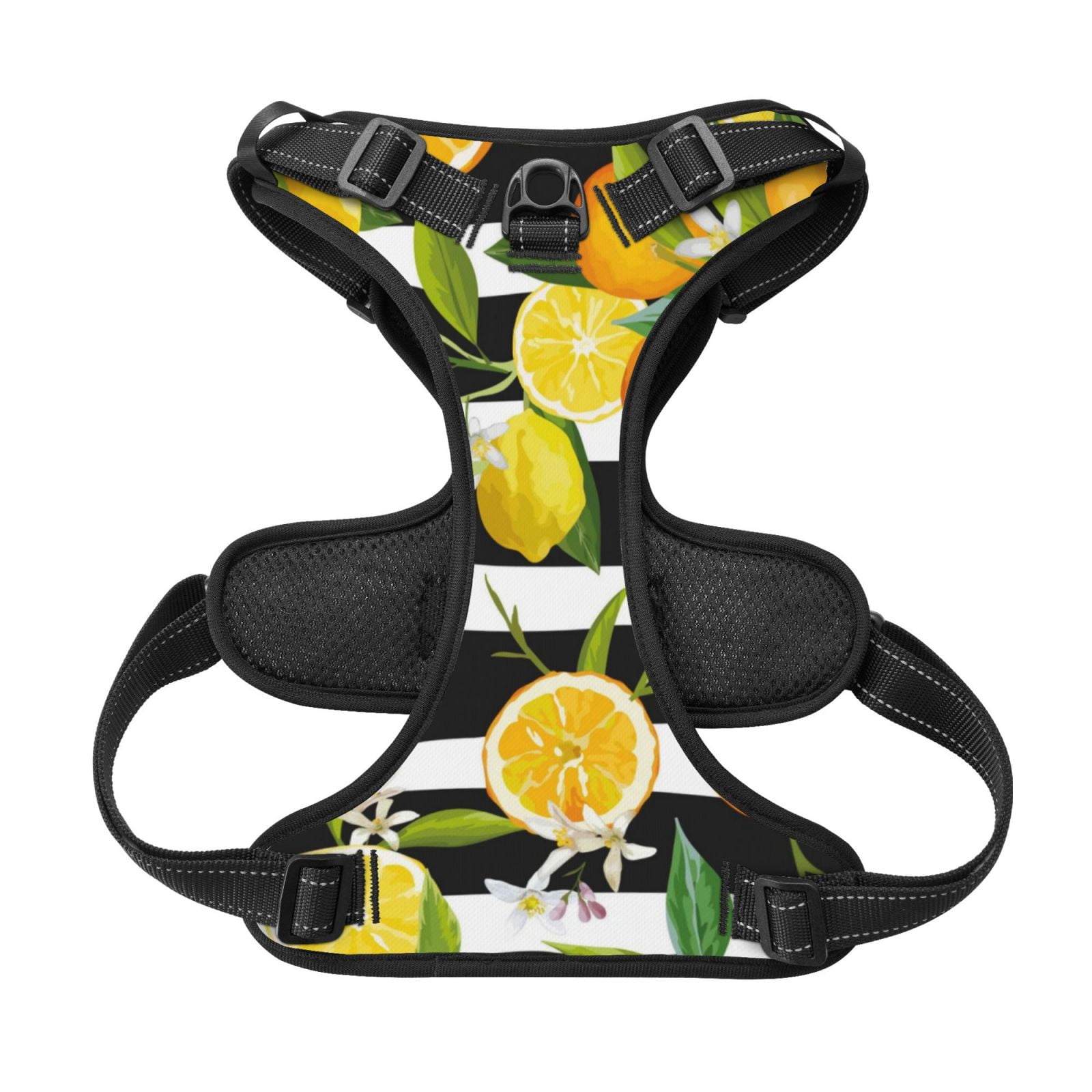 Kdxio Orange and Lemon Print No Pull Dog Harness Adjustable Reflective Oxford Easy Control Medium Large Dog Harness for Training and Everyday-Small