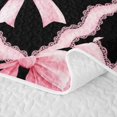 thumbnail image 5 of Erosebridal Cool Girls Bowknot Quilt Full, Princess Cartoon Full Bedspread Sets, Black Pink, 3 Pieces, 5 of 7