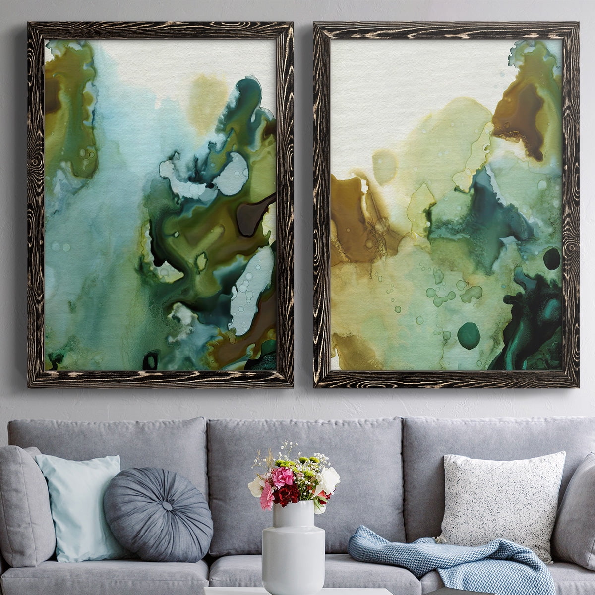 Water and Earth I - Premium Framed Canvas 2 Piece Set - Ready to Hang