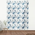thumbnail image 4 of Ambesonne Floral Design Fabric by the Yard Upholstery, Watercolor Blossom, 5 Yards, Dark Turquoise Slate Blue, 4 of 5