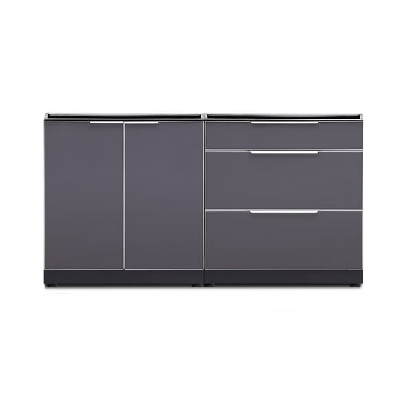 NewAge Products Outdoor Kitchen Aluminum 2 Piece Cabinet Set with 3-Drawer and 2-Door Cabinet
