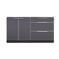 NewAge Products Outdoor Kitchen Aluminum 2 Piece Cabinet Set with 3-Drawer and 2-Door Cabinet