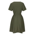 thumbnail image 4 of Vestido Vestido casual con cuello en V para mujer Vestido elegante de lino y algodón (Verde militar XL) Ygjytge ejercito verde T XL para Mujer, 4 of 8