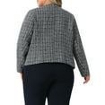 thumbnail image 4 of DARING DIVA Plus Size Blazer Collarless Long Sleeve Open Front Jacket 1X Black, 4 of 6