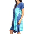 thumbnail image 4 of Sakkas Sirena Women's Short Sleeve Loose Plain Midi Casual Scoop Neck Flared Dress - Blue/mint - One Size, 4 of 5