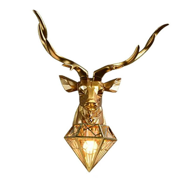 Art Deer Head Lámpara de pared Escultura de pared Accesorio Pantalla de material acero inoxidable Animal Antler Sconces Luz para cocina, loft, salón, , Gloria Lámpara de pared de ciervo