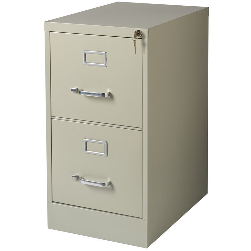 Pemberly Row 22in Deep Metal 2 Drawer Letter Width File in Beige Putty