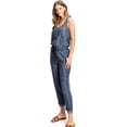 thumbnail image 3 of Love Stitch Women's Comfortable Chambray Slouchy Lounge Jumpsuit (S, Midnight), 3 of 3
