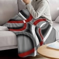 thumbnail image 3 of Grey Geometric Throw Blanket for Couch,Soft Lightweight Flannel Fleece Blanket,Modern Abstract Black White Red Striped Microfiber Plush All Season Decorative Blankets for Sofa Office Travel 40"x50", 3 of 9