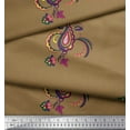 thumbnail image 2 of Soimoi Brown Crepe Silk Fabric Paisley Ethnic Printed Fabric 1 Yard 42 Inch Wide, 2 of 3