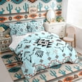 thumbnail image 3 of Erosebridal Light Blue Aztec Bedding Comforter Set, Farmhouse Dreamcatcher Cow Skull Print King Bedding Sets, Reversible 7-Piece, 3 of 6