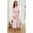 thumbnail image 2 of HEARTNICE Women Robes, Long Lightweight Bathrobe Knit Spa Soft Loungewear,(Pink,S), 2 of 5