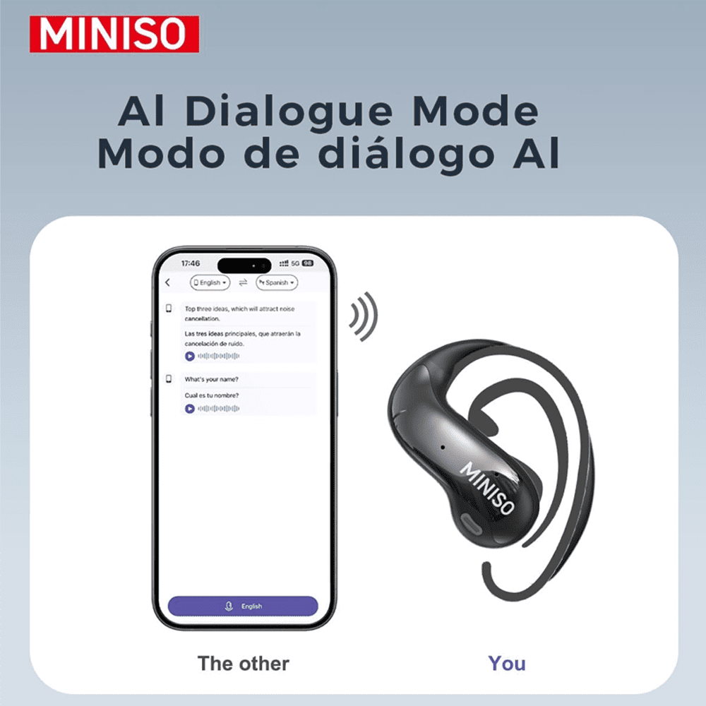 MINISO MS188 Language Translator Earbuds Real Time AI Translator Earbuds LCD Touchscreen Bluetooth Earbuds