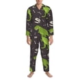 thumbnail image 3 of Naloa Dinosaur Skeleton Men’s Pajamas Set - Long Sleeve Button Down Sleep Shirt and Pajama Bottoms Sleepwear Set-Medium, 3 of 7
