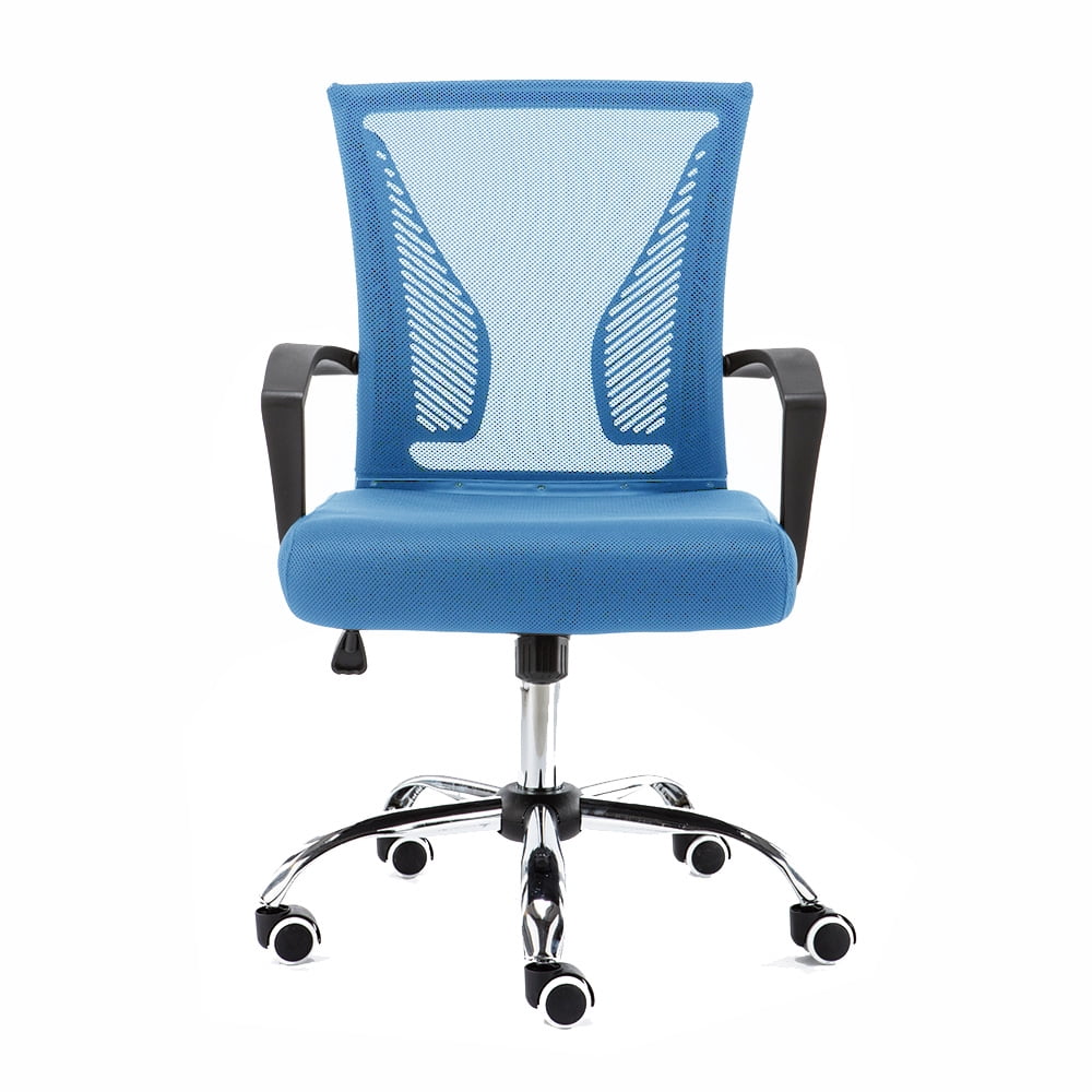 Modern Home Zuna Mid-Back Office Task Chair - Ergonomic Back Supporting Mesh Back Desk Chair (Black/Blue)