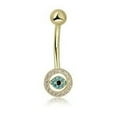 thumbnail image 5 of AVORA 10K Yellow Gold Multi-Color Simulated Diamond CZ Evil Eye Belly Button Ring Body Jewelry (14 Gauge), 5 of 5