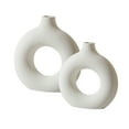 thumbnail image 6 of DERCLIVE Modern White Ceramic Vases, Set of 2 Nordic Hollow Flower Frosted Vases for Home Decor, Geometric Centerpiece Decor Vases Gift, 6 of 9