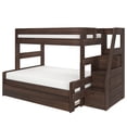 thumbnail image 3 of Modern Farmhouse Twin Over Full Bunk Bed With Staircase and Trundle, Barnwood Brown, 3 of 8