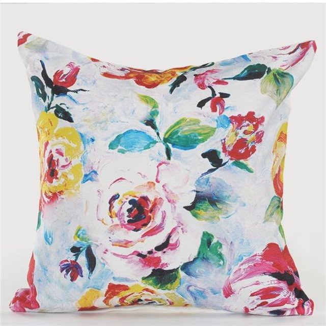 LR Resources PILLO07363MLTIIPL Impressionist Floral Square Throw Pillow - Multi Color