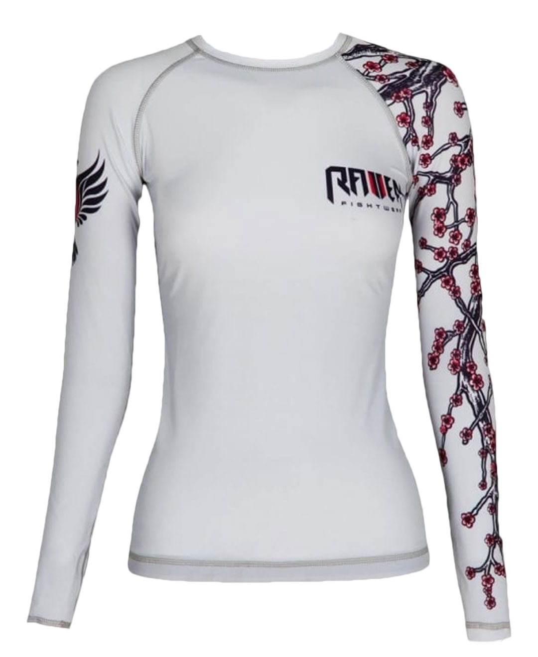 Raven Fightwear Women's Sakura Rash Guard MMA BJJ White by Raven Fightwear