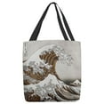 thumbnail image 3 of ArtVerse Katsushika Hokusai The Great Wave Tote Bag Blue & Red 18 x 18, 3 of 5