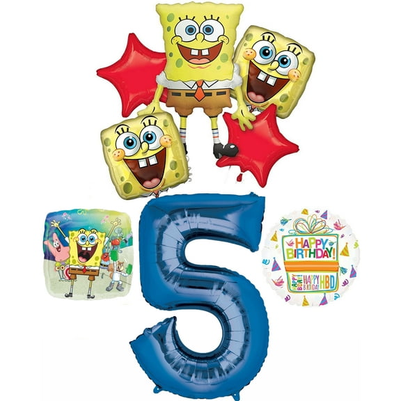 Mayflower Products SpongeBob Balloon bouquet decorations, Foil Multi, 5 oz, 8 Pieces
