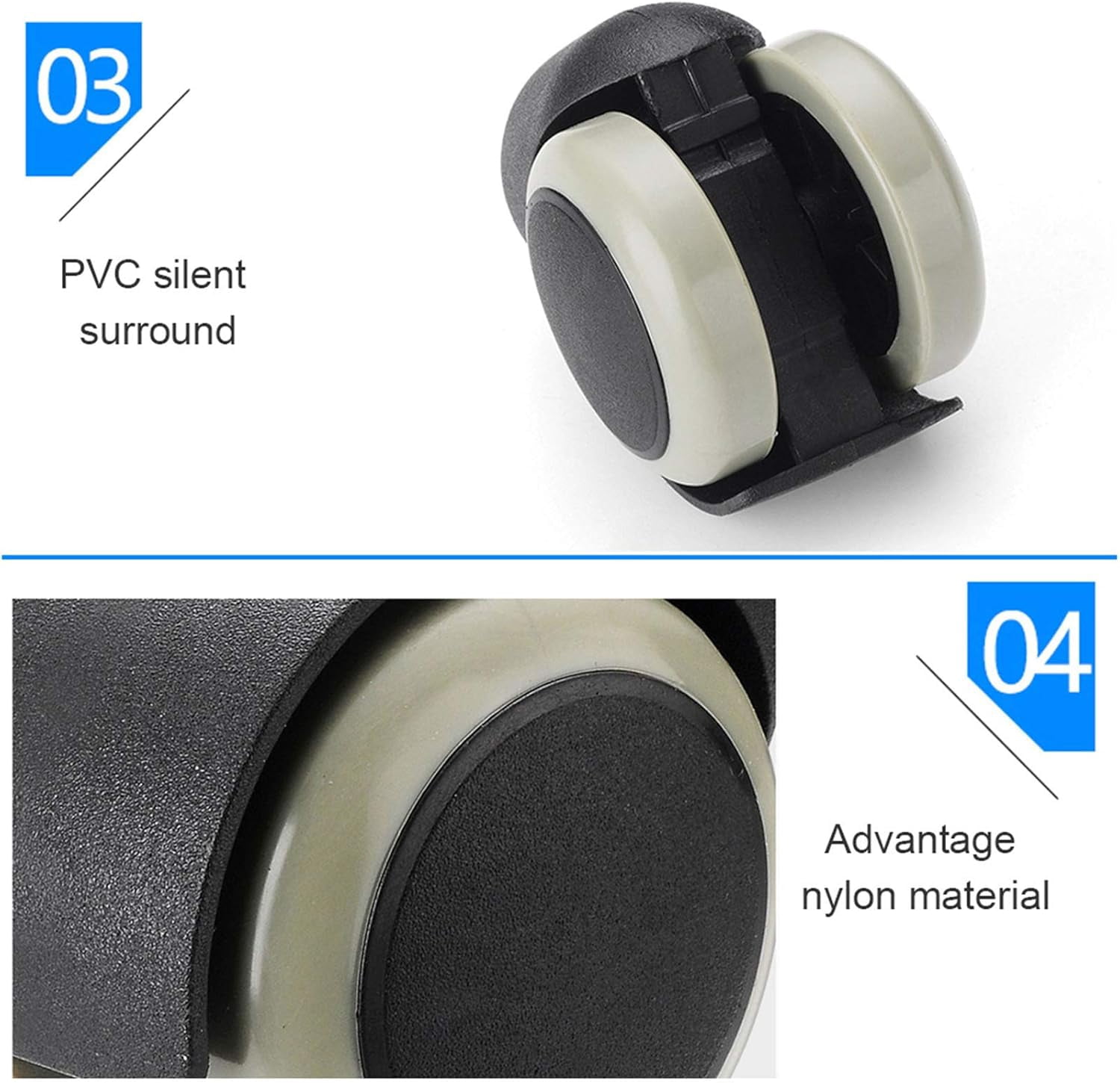 Gamvdout Plate Casters Office Chair Casters Universal Swivel Furniture Casters Crib Casters Silent Replacement Wheels 5 Pcs