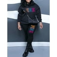 thumbnail image 3 of LovelyWholesale Long Sleeve Hooded Collar Pink Letter Print Women's Plus Tracksuit Set, 3 of 6