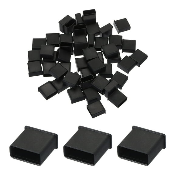 50pcs USB Male Port Plugs Covers Caps Plastic Anti Dust Protector for USB Male End, Black