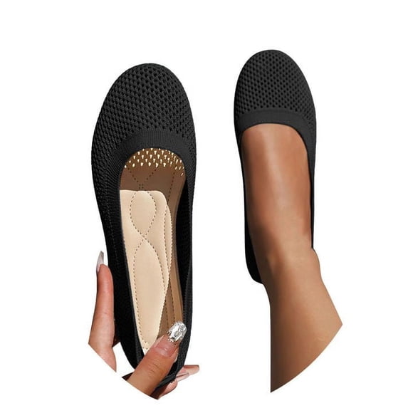 Women's Ballerina Shoes Knitted Trainers Comfortable Breathable Summer Sporty Flat for Casual Wear