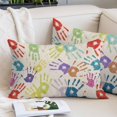 thumbnail image 2 of Colorful Hand Print Throw Pillow Covers, Cartoon Watercolor Graffiti Beige Soft Breathable Pillow Cases with Invisible Zipper for Sleeping, Body Pillowcases for Couch Bed Sofa Chair 24x36 Inches, 2 of 9