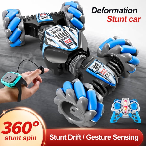 Gesture Sensing RC Stunt Car With & Music + Tail Spray, Remote Control Gesture Sensor Toy Cars, Double Sided Rotating Off Road Vehicle 360° Flip, Toy Car