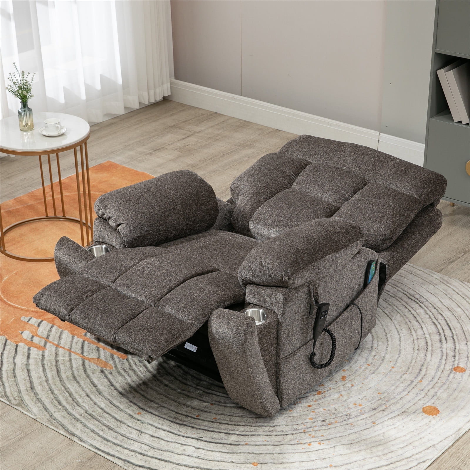 LITVZ Large Power Lift Recliner Chair for Elderly, Oversized Lift Chair with Heat and Massage, 26in Extra Wide, Big Man 400lbs, Hidden Cup Holder Lay Flat Recliner Chairs for Sleeping