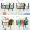 thumbnail image 7 of mDesign Metal Storage Organizer Basket with 6 Hooks - Wall Mount - Black, 7 of 7
