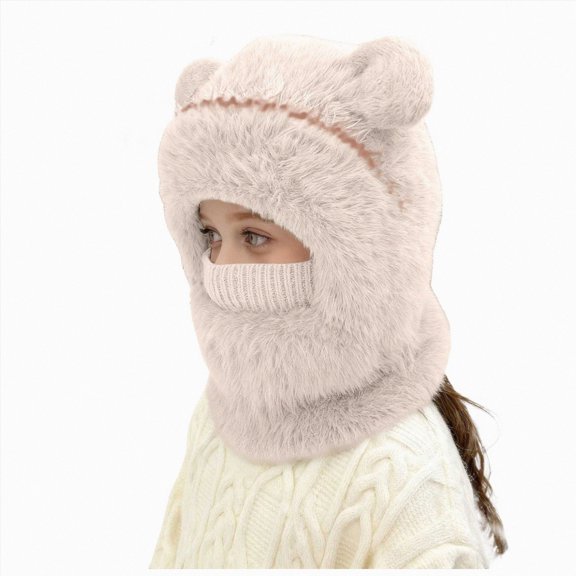 Toddler Boys Girls Beanie Hat Winter Pullover Hat Children's Double Ear Hat Solid Color Cute Knitting Yarn Boys Girls Baby Hat