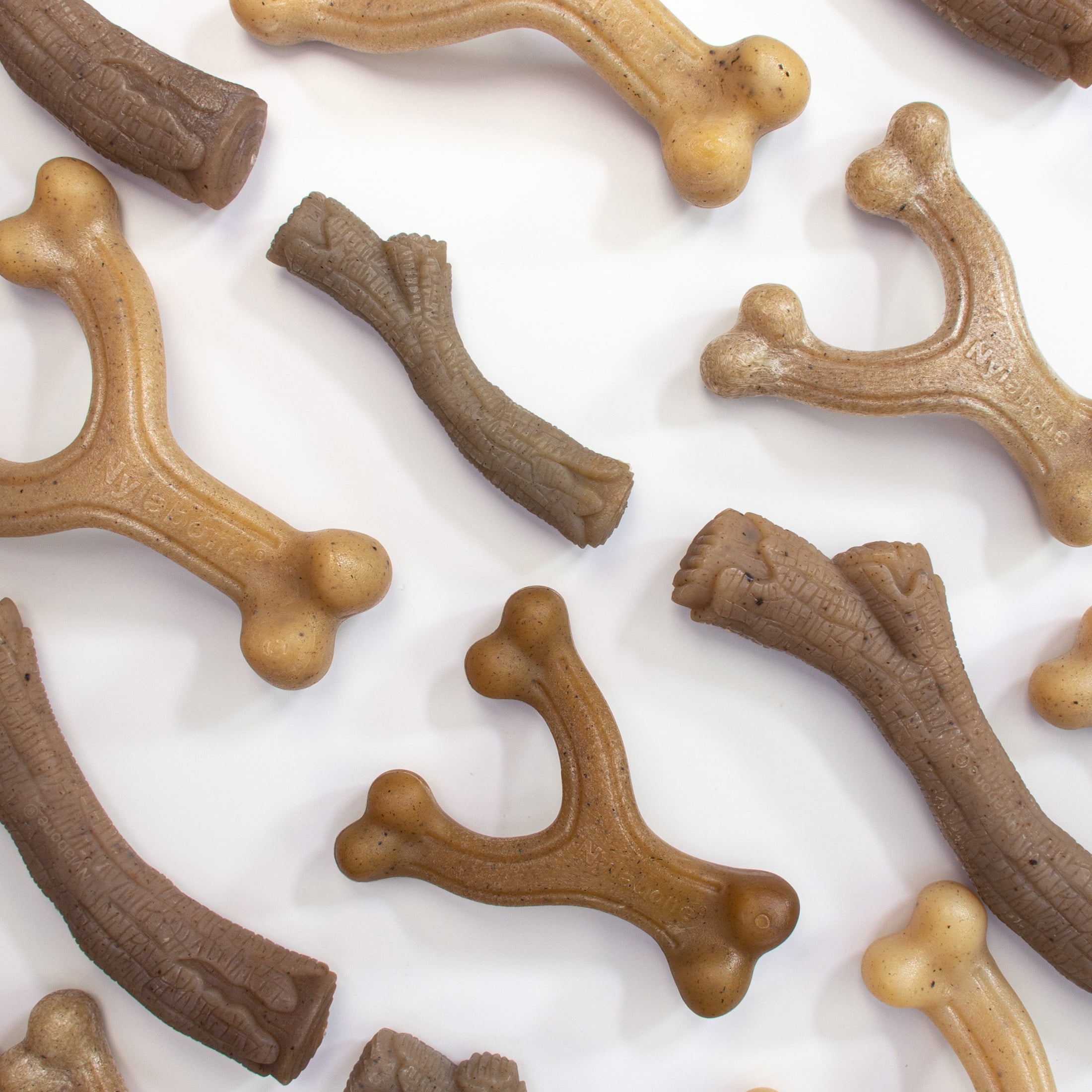 (4 pack) Nylabone Strong Chew Gourmet Style Wishbone Dog Toy, Dog Chew Toy, Peanut Butter Flavor, Large, 1 Count