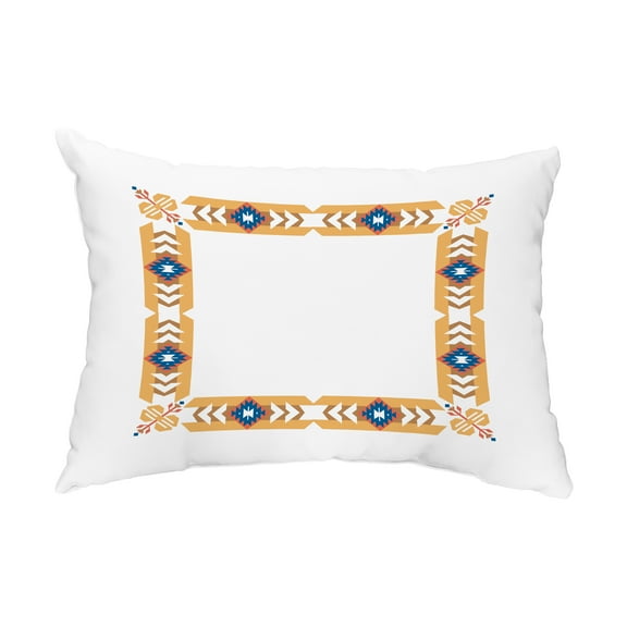 Simply Daisy, 14" x 20" Jodhpur Border Gold and Tan Decorative Geometric Outdoor Throw Pillow