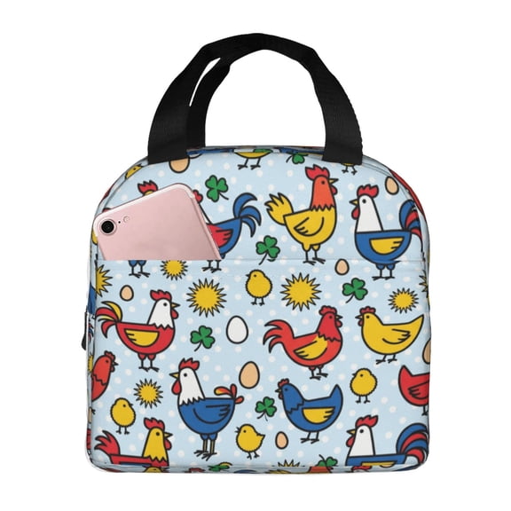 Chicken Lunch Bag Reusable Zipper Closure Leakproof Insulated Lunch Box Cooler Tote Bag Food Container Snack Bag