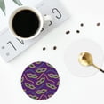 thumbnail image 4 of Fuzoiu Carnival Masks and Beads Print Leather Coasters Set,Drink Coasters Set of 4,for Tabletop Protection, Durable PVC Coasters,Home Décor and Housewarming Gift-Round Shape, 4 of 6