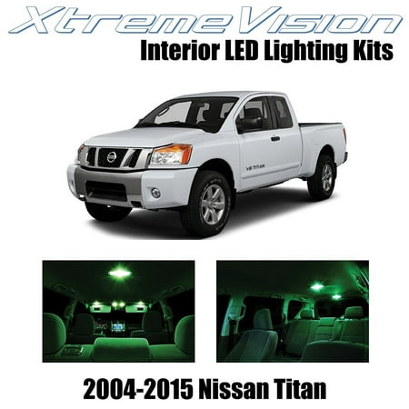 Nissan Titan Interior Light Cover XtremeVision LED for Nissan Titan 2004-2015 (16 Pieces) Green Premium Interior LED Kit Package + Installation Tool ()