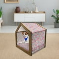 thumbnail image 3 of Cartoon Pet House, Kawaii Bunnies Ice Cream and Candies Doodle Cartoon Drawing Abstract, Outdoor & Indoor Portable Dog Kennel with Pillow and Cover, 5 Sizes, Turquoise Mustard Pink, by Ambesonne, 3 of 5