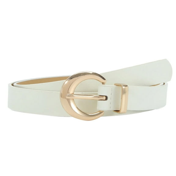 TELOLY Women Faux Leather Waist Belt for Ladies Jeans Pants Running Belt Belts for Women White One Size