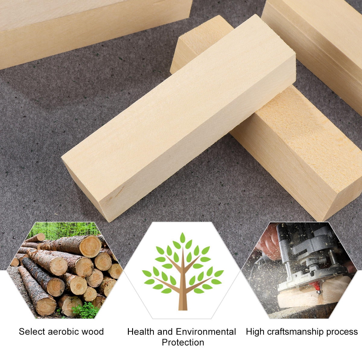 GOOHOCHY  Craft Sticks Jumbo Basswood Blocks for Carving DIY Wooden Planks