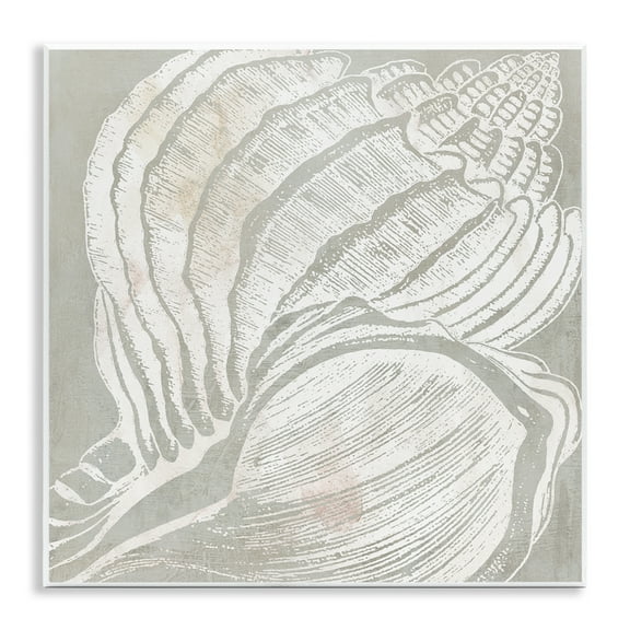 Stupell Industries Beige Conch Pattern Nautical & Beach Painting Unframed Art Print Wall Art, 12 x 12