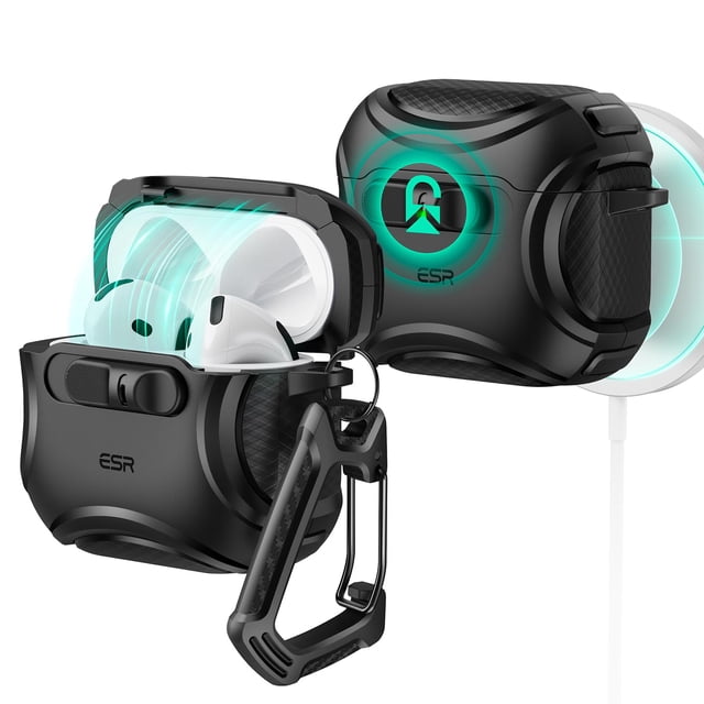 Funda para AirPods 4 ESR HaloLock a prueba de caídas con MagSafe Black