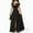 Black, variant on Jjayotai Women's Sexy Cold Shoulder Front Slit Flare Maxi Dress, V Neck Ruched Split A Line Long Party Dresses Green~ M