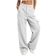 thumbnail image 6 of SYwaren Lounge Pants for Women Casual Cargo Button Multi Pocket Solid Color Athletic Fall Winter Everyday Sweatpants, 6 of 8